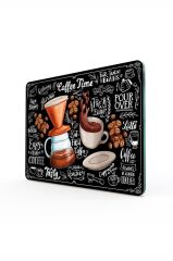 20x30 cm Cam Kesme Tahtası Coffee Time Desenli
