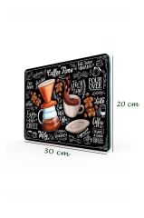 20x30 cm Cam Kesme Tahtası Coffee Time Desenli