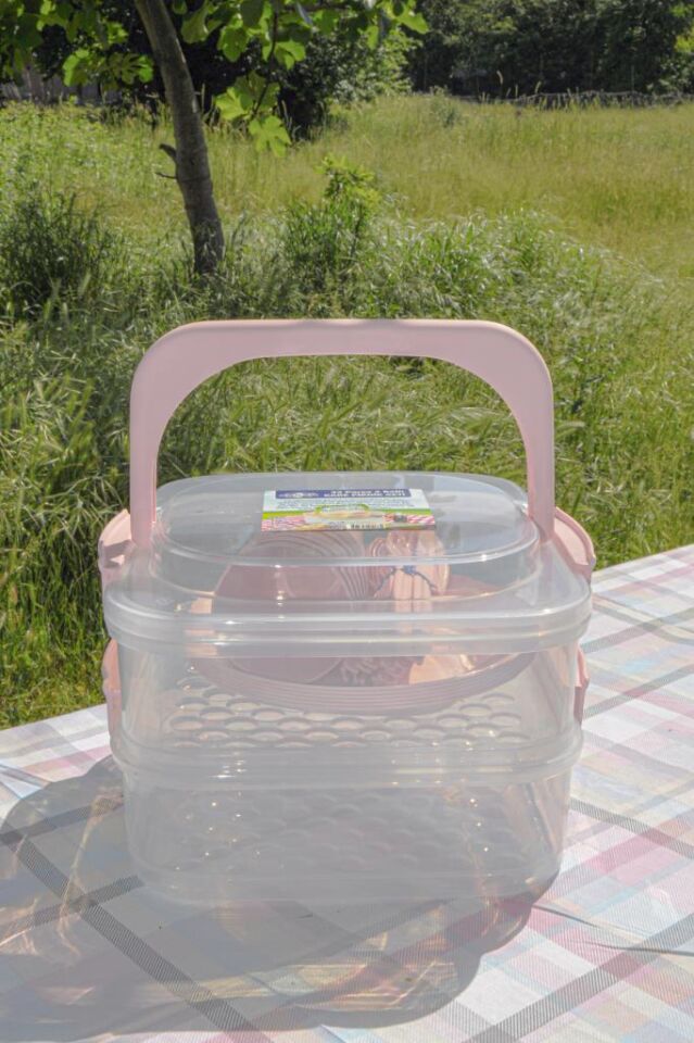 Pembe, Katlı Piknik Seti