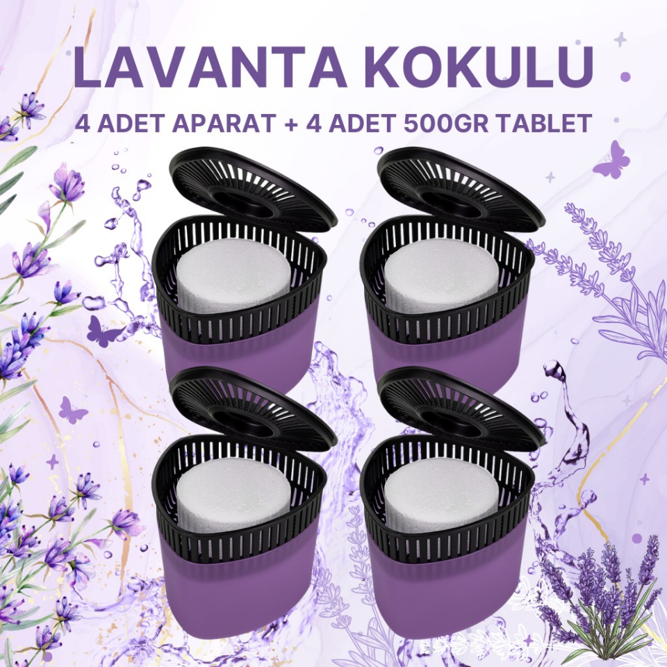 4 Adet 500GR - LAVANTA - Nem Alıcılı Ve Rutubet Giderici Aparat Üçgen (TABLET DAHİL)