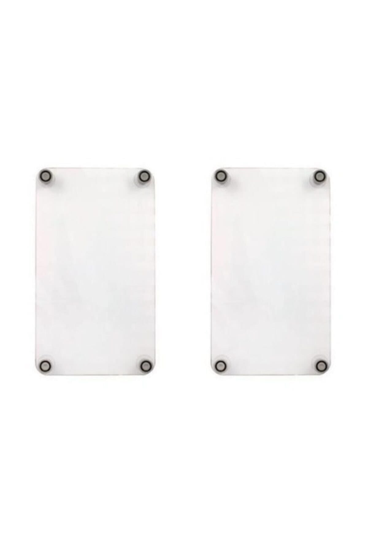 2'li 30x52cm Takım - Siyah Beyaz Mermer Desenli - Ocak Koruyucu - Cam Kesme Tahtası