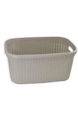 Hasır Desenli Plastik Çamaşır Selesi, Bej