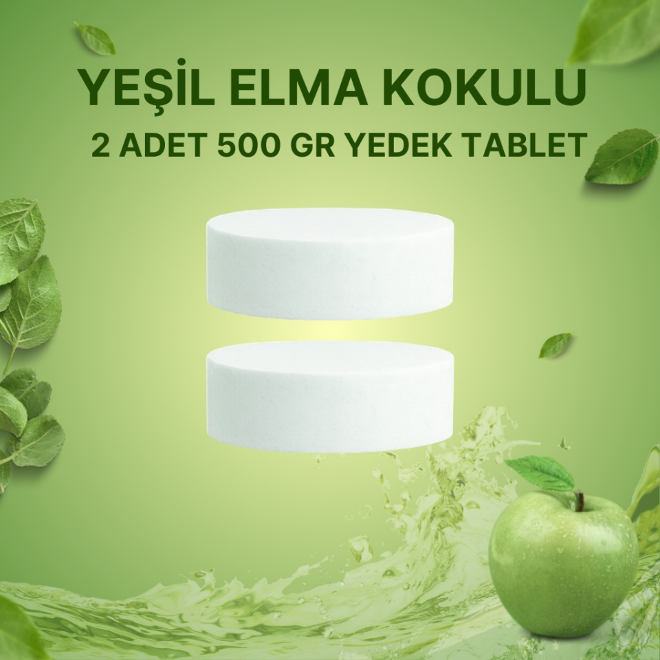 2x500 Gram - Yeşil Elma Kokulu, Nem Alıcı Rutubet Ve Küf Önleyici Yedek Tablet