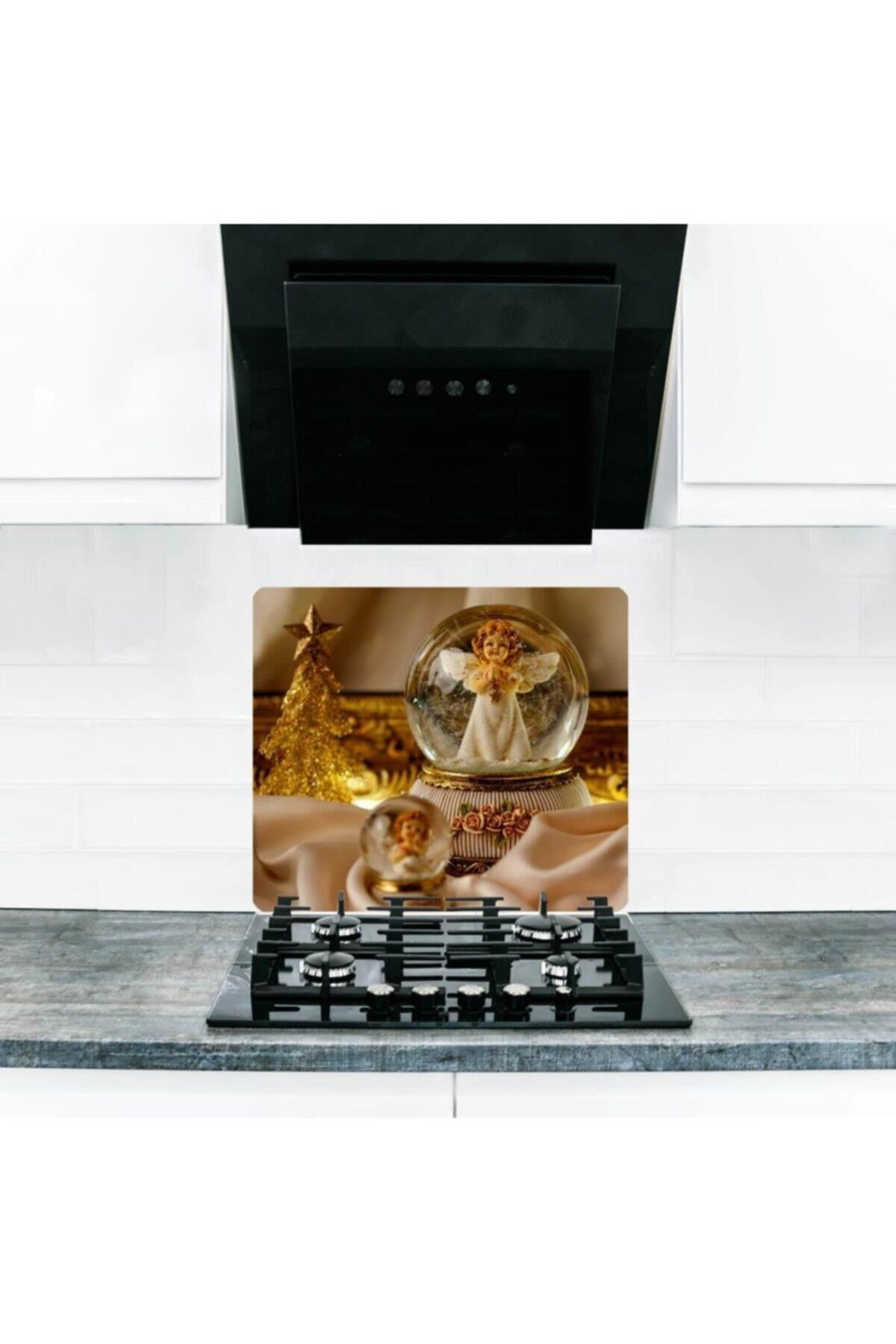 50X56 cm Cam Ocak Koruyucu Beyaz Melek