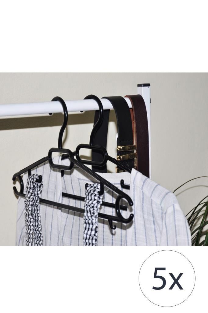 5'li Siyah Dolap İçi Elbise Askısı