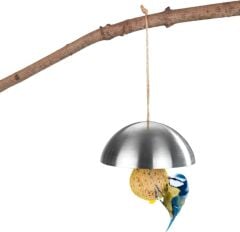 Paslanmaz Çelik Kuş Besleme Aparatı – 2’li Yağ Topu Askısı, Bahçe ve Balkon İçin