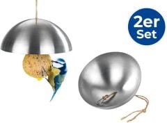 Paslanmaz Çelik Kuş Besleme Aparatı – 2’li Yağ Topu Askısı, Bahçe ve Balkon İçin