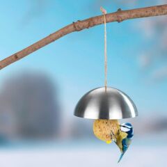 Paslanmaz Çelik Kuş Besleme Aparatı – 2’li Yağ Topu Askısı, Bahçe ve Balkon İçin