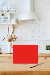 30x40 cm Cam Kesme Tahtası Düz Kırmızı