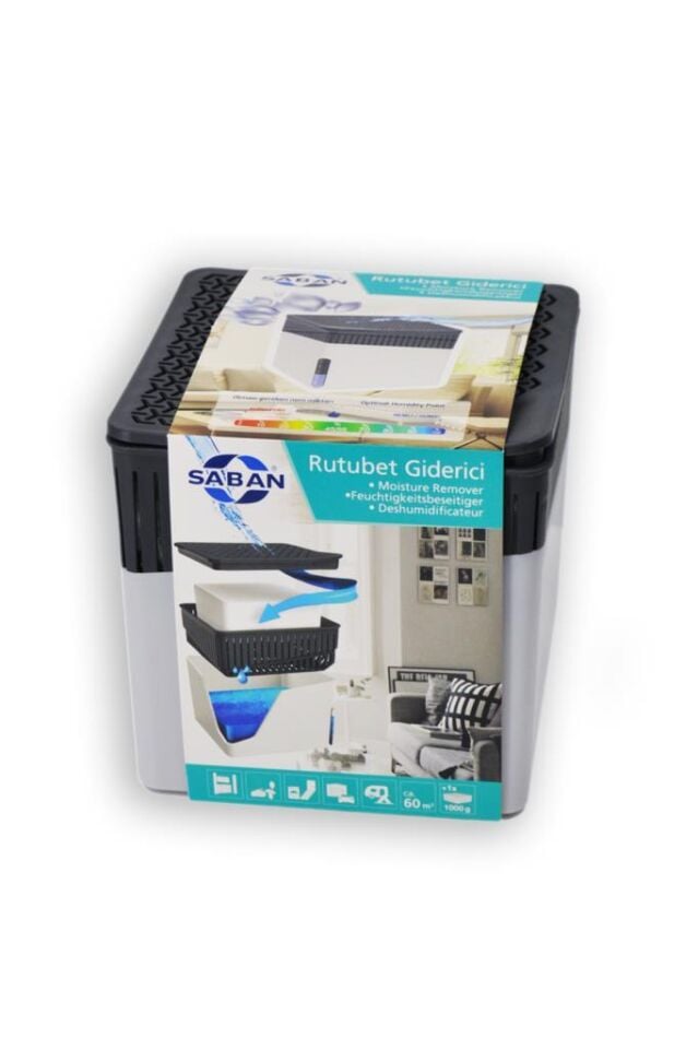 1 Kg - Gri Kare Aparat, Naturel - Nem Alıcı Aparat + Tablet - Rutubet Giderici