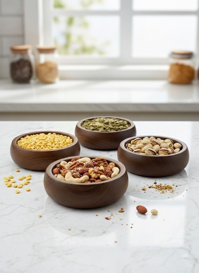 Saban Ahşap 4'lü Yuvarlak Çerezlik Seti T31