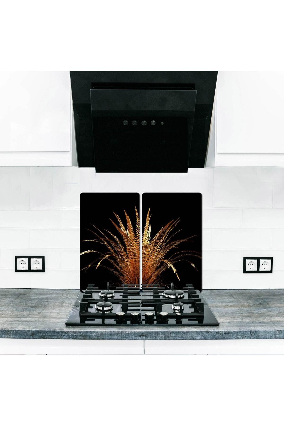 2'li 30x52 cm Cam Ocak Koruyucu 4'lü Ocaklar İçin Dağılgan