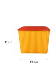 Sarı - Kırmızı, Kare Tırtıklı Plastik Temizlik Kovası – Saplı, Taşınabilir, Oyuncak Kovası, Saksı 11 Litre