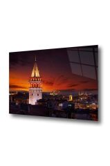 60 x 70 cm Galata Kulesi Desenli Cam Tablo 4mm Temperli Camdır