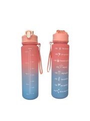 Pembe, 3’lü Set - Sticker’lı Pipetli Matara Seti - 2000ml,900ml,300ml