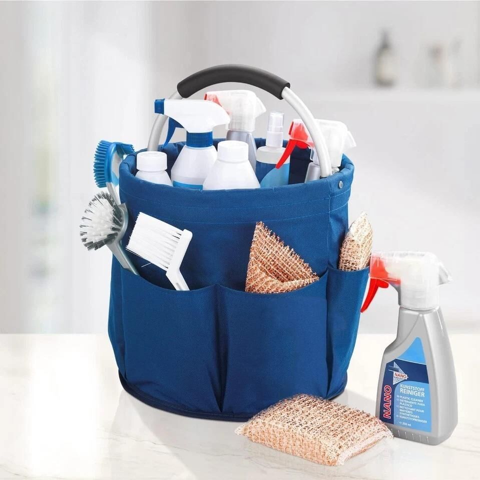Saban Temizlik Çantası – Çok Gözlü, Saplı,Temizlik Malzemesi Taşıma ve Saklama Organizer | 28x28x26,5 cm