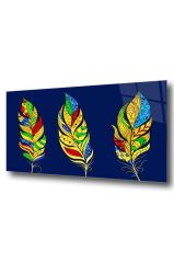 60 x 70 cm Sarı Tüy Desenli Cam Tablo 4mm Temperli Camdır
