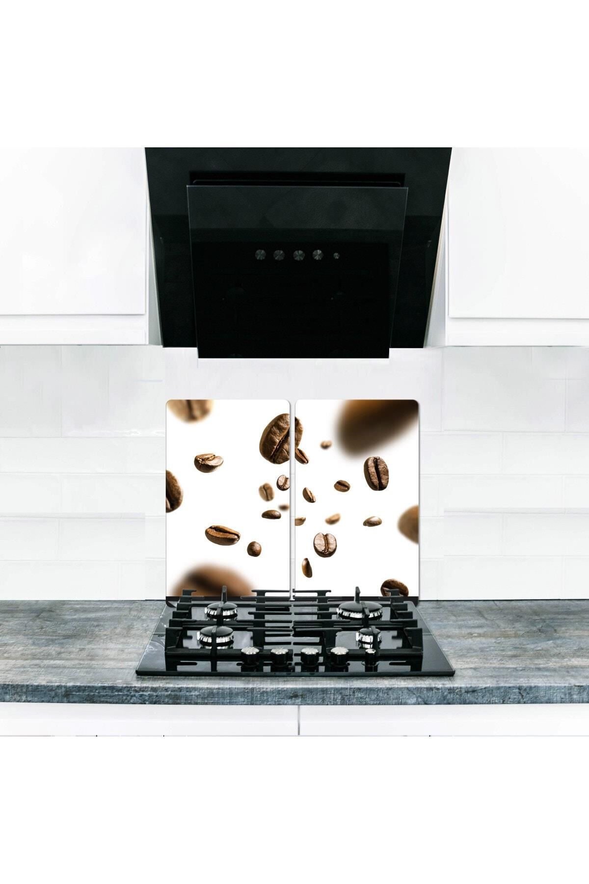 2'li 40x52 cm Cam Ocak Koruyucu 5'li Ocaklar İçin Kahve