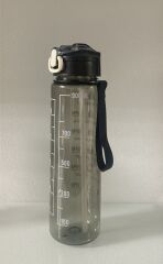 Siyah, Şeffaf Pipetli Matara – 900 ml, Sızdırmaz Kapaklı Suluk