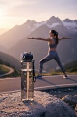 Siyah, Şeffaf Pipetli Matara – 900 ml, Sızdırmaz Kapaklı Suluk