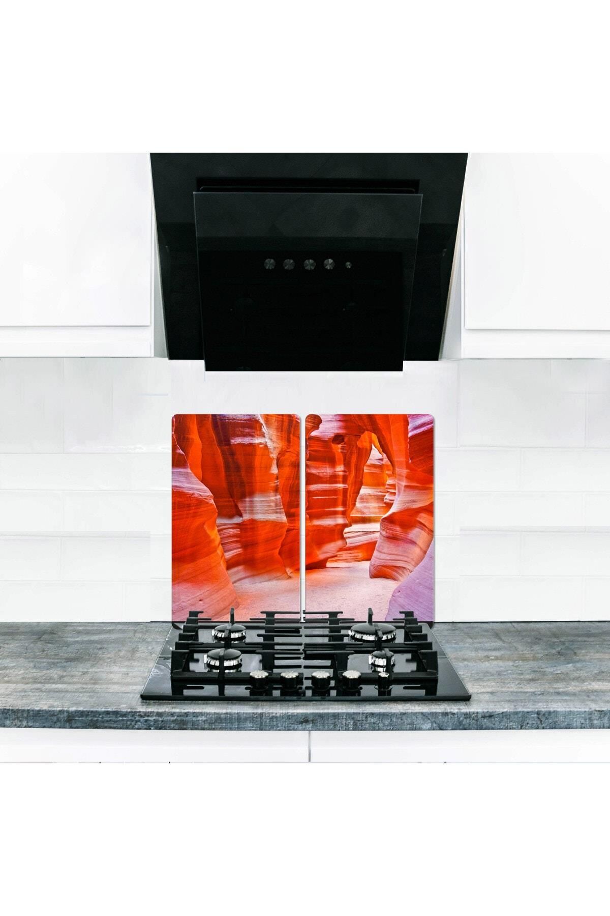 2'li 40x52 cm Cam Ocak Koruyucu 5'li Ocaklar İçin Kanyon