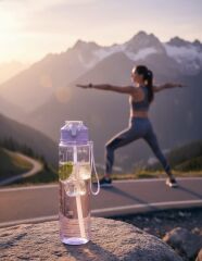 Mor, Şeffaf Pipetli Matara – 900 ml, Sızdırmaz Kapaklı Suluk