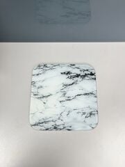 22x22cm - Beyaz Mermer, Kesme Tahtası - Sunumluk