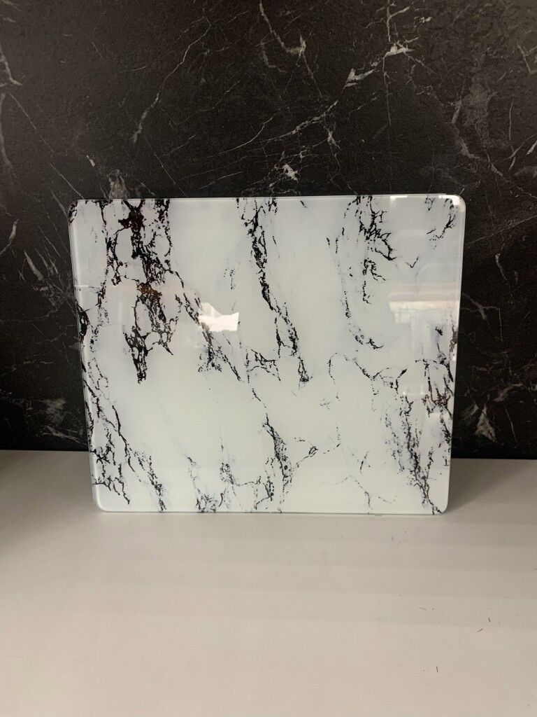 30x26cm - Beyaz Mermer, Kesme Tahtası - Sunumluk