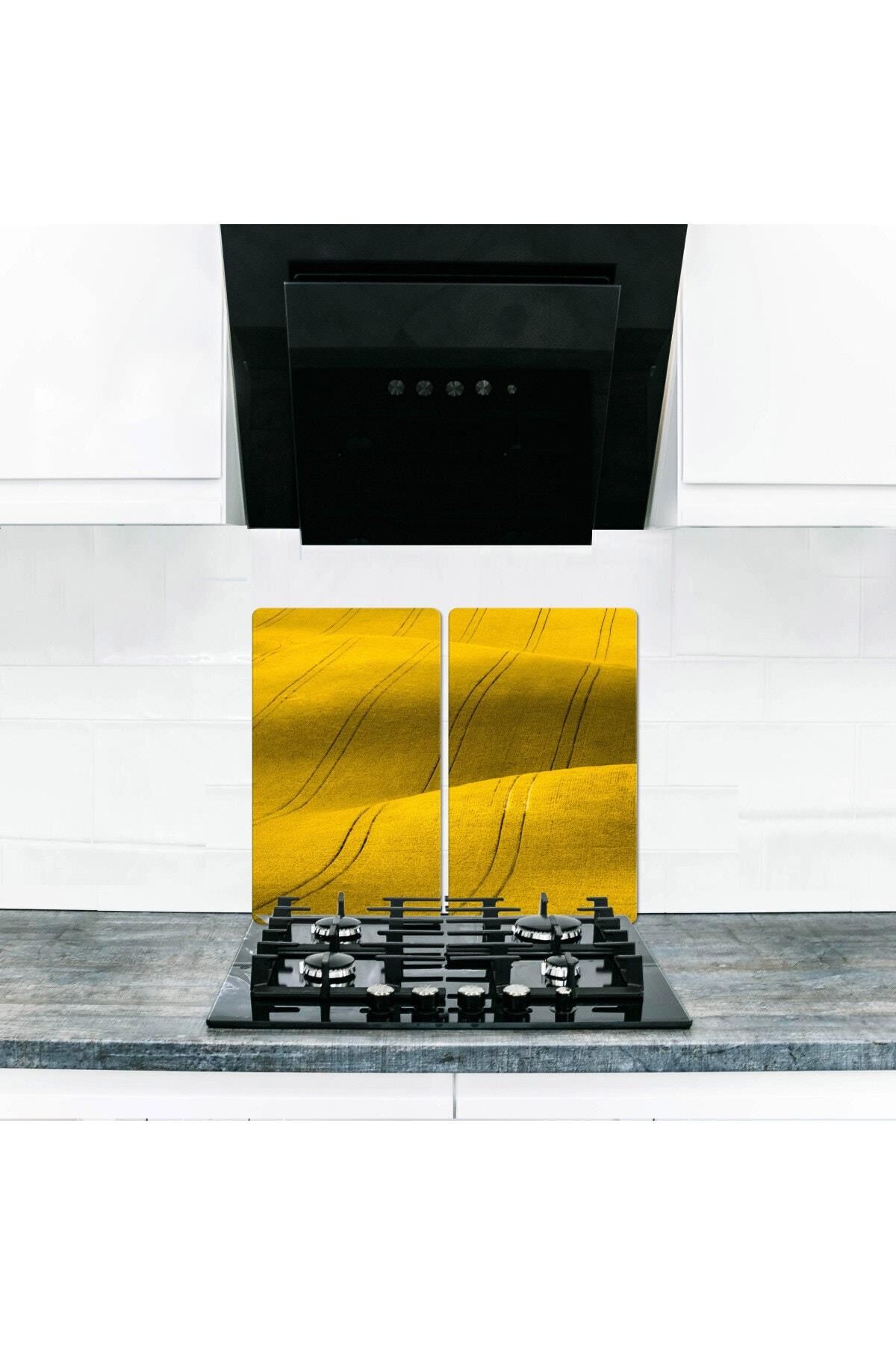 2'li 30x52 cm Cam Ocak Koruyucu 4'lü Ocaklar İçin Ova