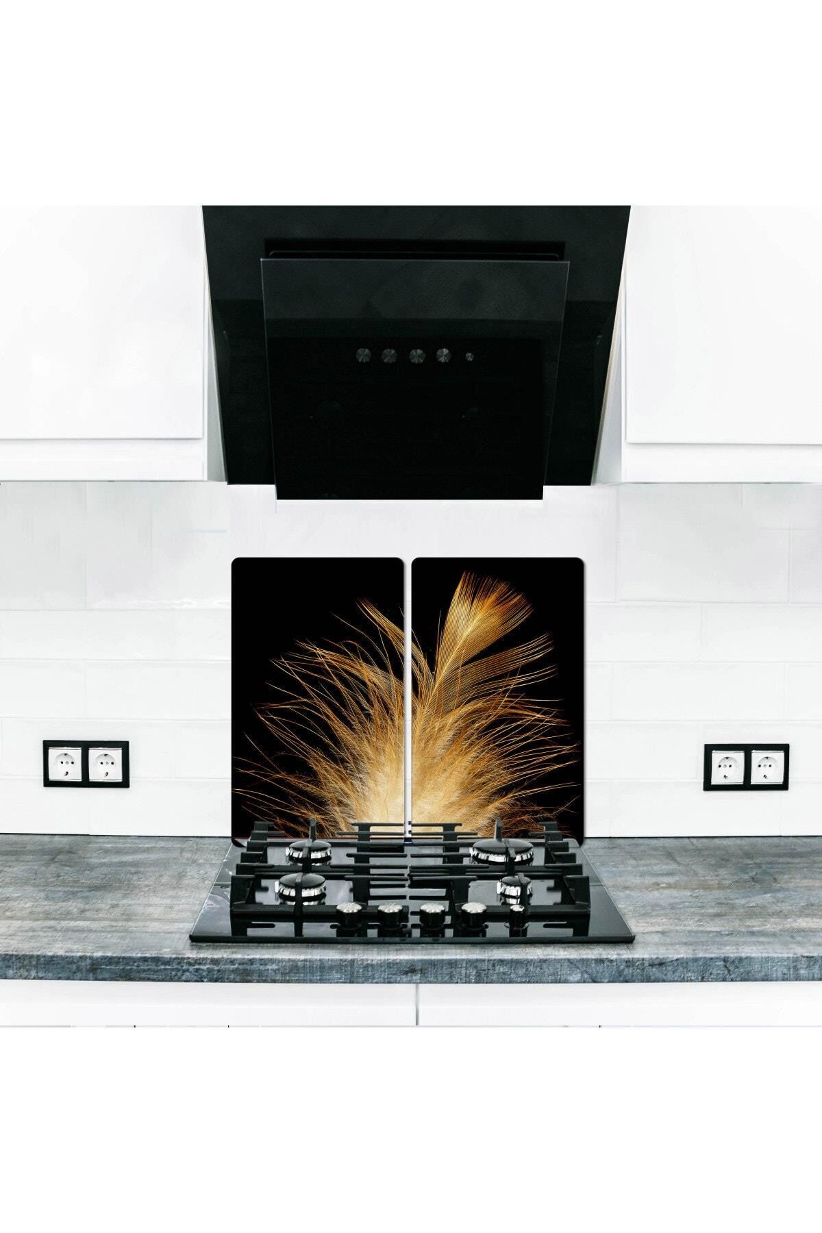 2'li 40x52 cm Cam Ocak Koruyucu 5'li Ocaklar İçin Kozmozu