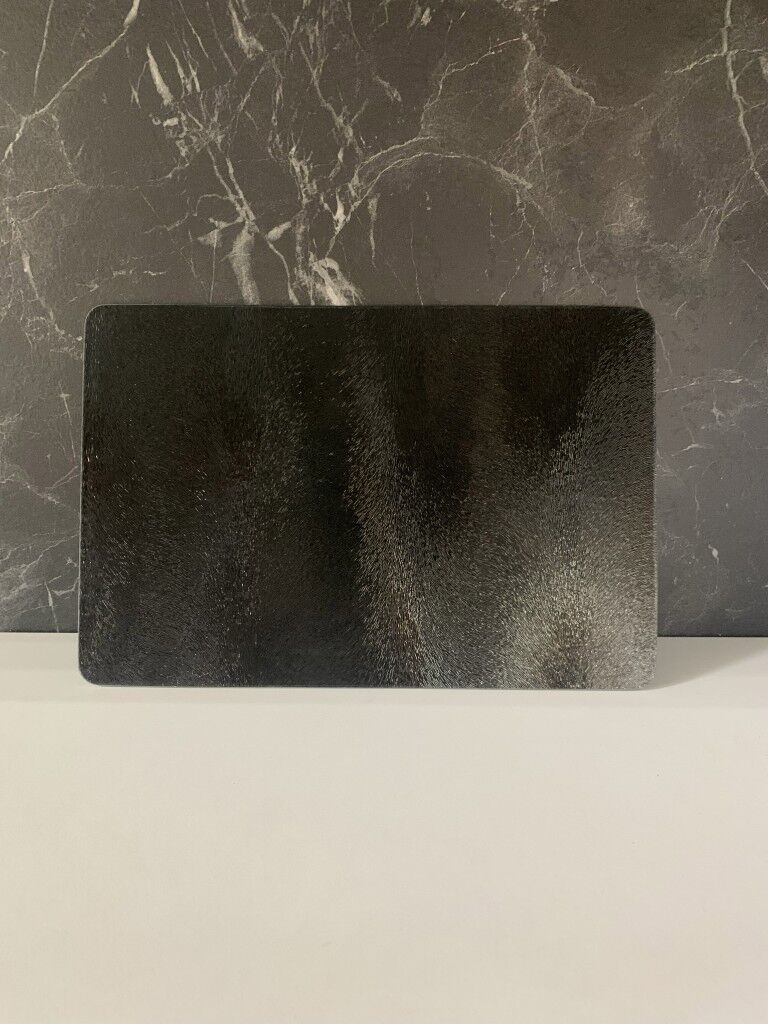 20x30cm - Buzlu Cam, Düz Siyah - Kesme Tahtası - Sunumluk