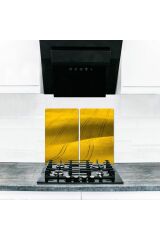 2'li 40x52 cm Cam Ocak Koruyucu 5'li Ocaklar İçin Ova