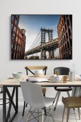 60 x 70 cm Manhatttan Desenli Cam Tablo 4mm Temperli Camdır