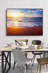 60 x 70 cm Gün Batımı & Plaj Desenli Cam Tablo 4mm Temperli Camdır
