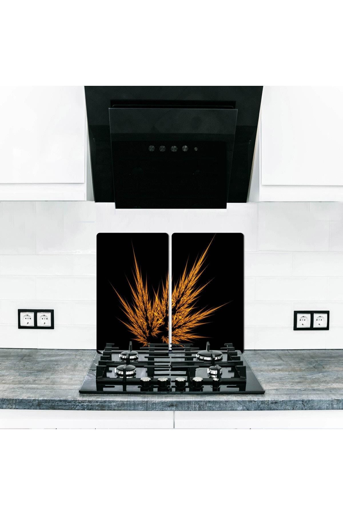 2'li 30x52 cm Cam Ocak Koruyucu 4'lü Ocaklar İçin Tek Başak