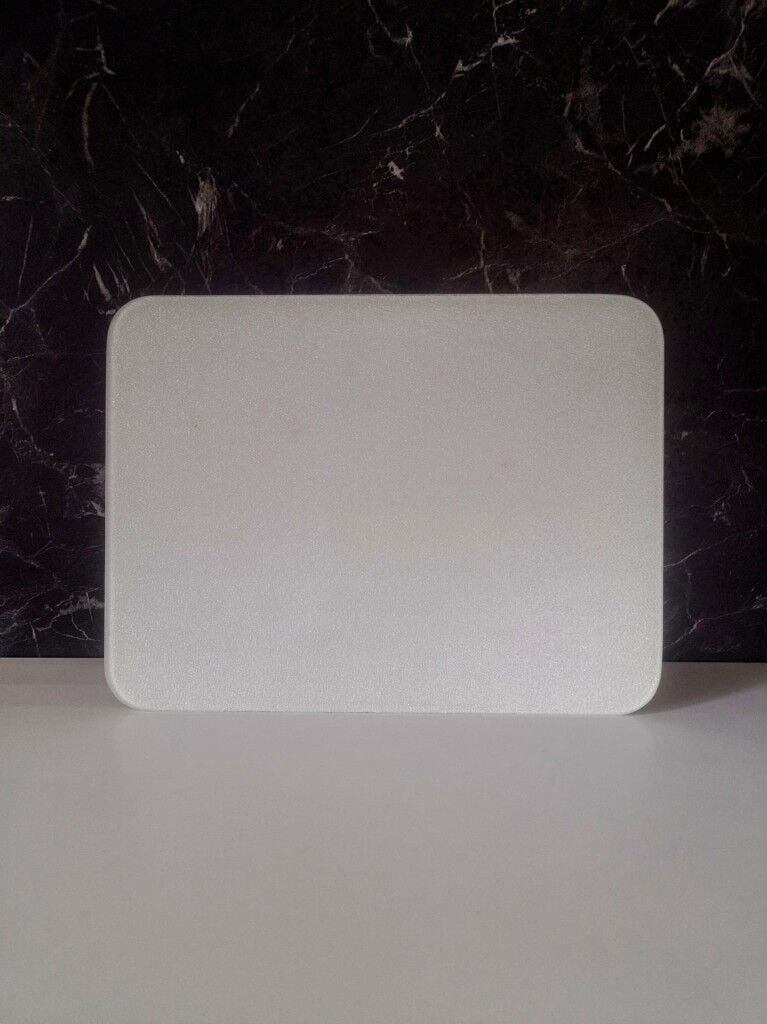 30x40cm - Buzlu Cam, Duz Beyaz, Kesme Tahtası - Sunumluk