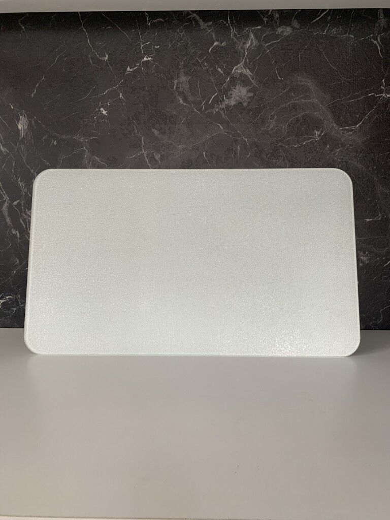 30x52cm - Buzlu Cam, Düz Beyaz, Kesme Tahtası - Sunumluk