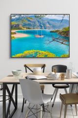 60 x 70 cm Fethiye Desenli Cam Tablo 4mm Temperli Camdır