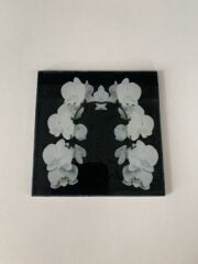 10x10cm - Beyaz Orkide, Bardak Altlığı - Sunumluk