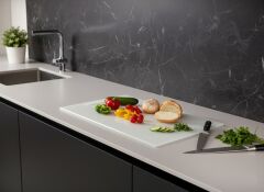 30x70cm - Düz Beyaz, Kesme Tahtası - Sunumluk