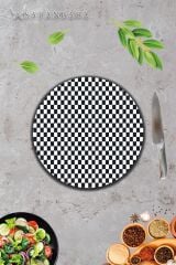 Dama Cam Kesme Tahtası - Sunum Tabağı| Çap 20