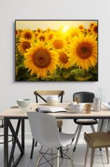 60 x 70 cm Ayçiçekleri Desenli Cam Tablo 4mm Temperli Camdır