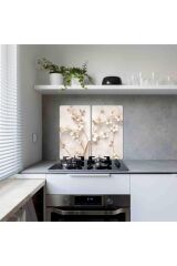 2'li 30x52 cm Cam Ocak Koruyucu 4'lü Ocaklar İçin Yapay Guller