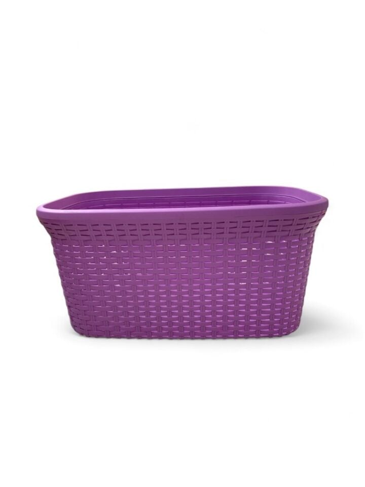 Mor, Hasır Desenli Plastik Çamaşır Selesi - 25x35x53cm