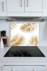 50x60 Cm Tüylü Altın Desenli Cam Ocak Arkası Koruyucusu