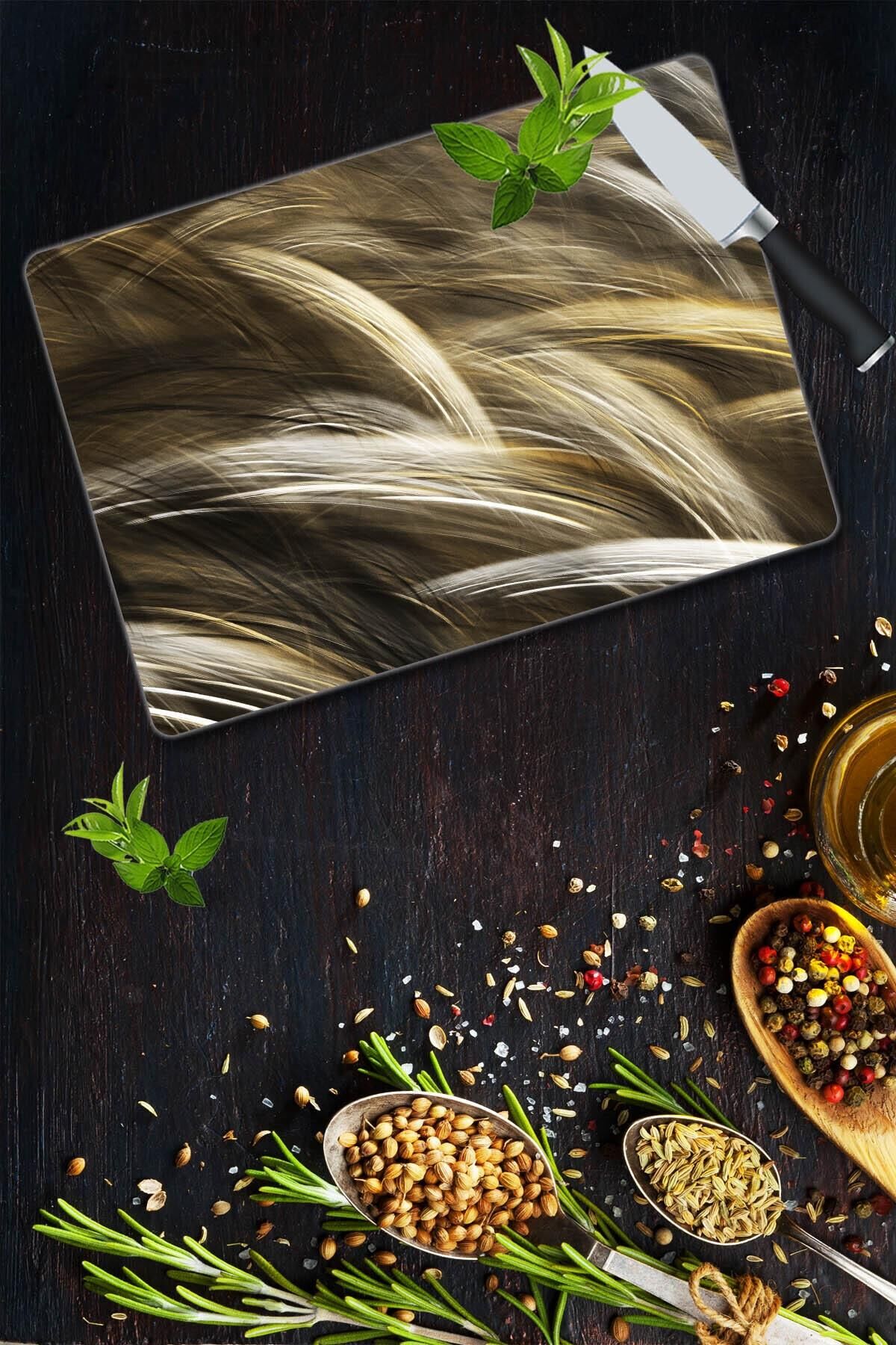 30x40 cm Cam Kesme Tahtası Hasat Desenli