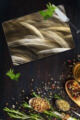 30x40 cm Cam Kesme Tahtası Hasat Desenli