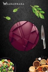 Kırmızı Üçgen Cam Kesme Tahtası - Sunum Tabağı| Çap 20