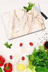 30x40 cm Cam Kesme Tahtası Kırmızı Taş Desenli