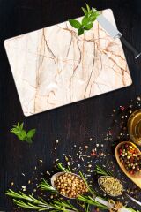 30x40 cm Cam Kesme Tahtası Kırmızı Taş Desenli